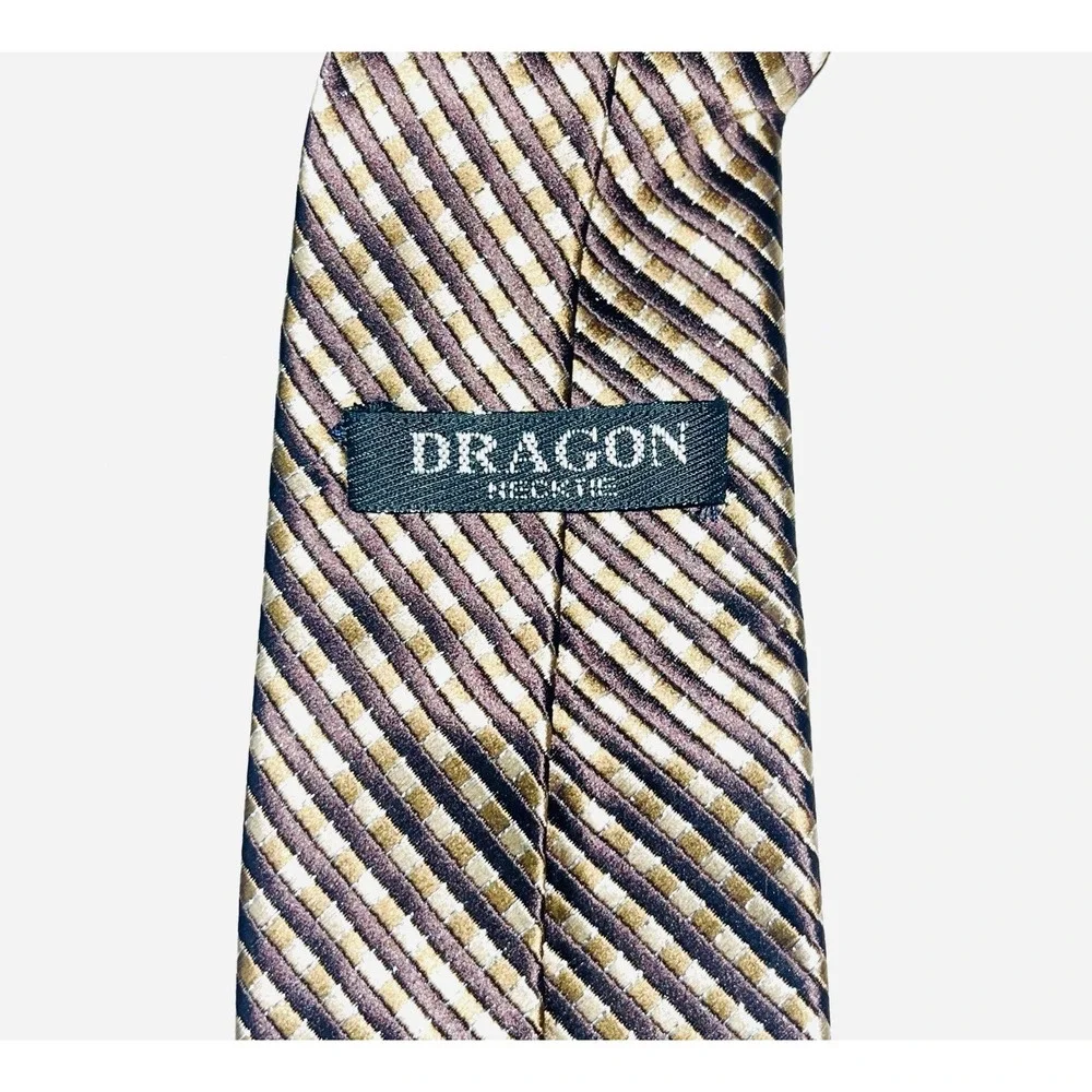 Dragon Necktie Men's OS‎ Brown Geometric Pattern Office Professional Corpcore